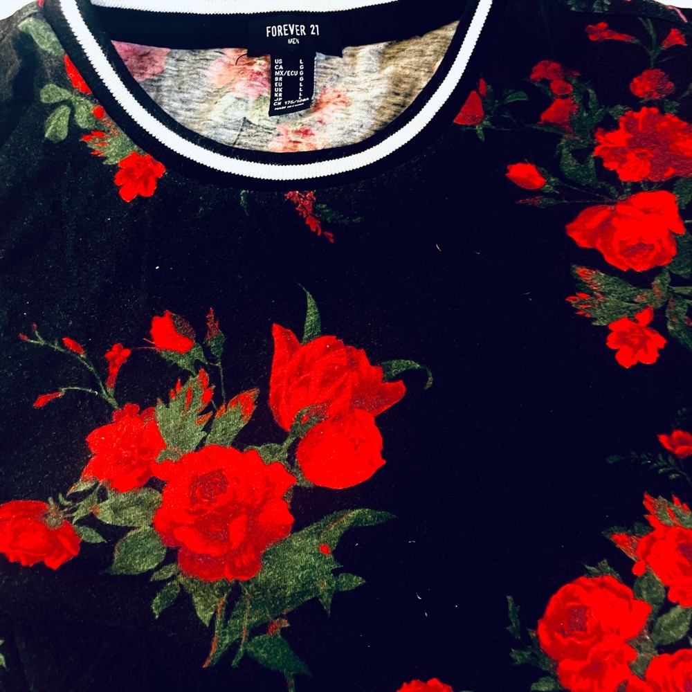 Rose Print Ringer Tee - Picture 9 of 9